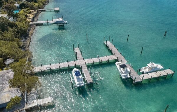 Aerial View of a Dock and boats